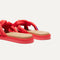 Close up of the heel of The Summer Sandal in Red Hot. 