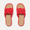 The Summer Sandal in Red Hot shown from the top.