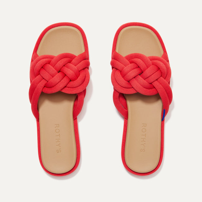 The Summer Sandal in Red Hot shown from the top.