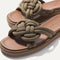 Close up of the vamp of The Summer Sandal in Safari. 