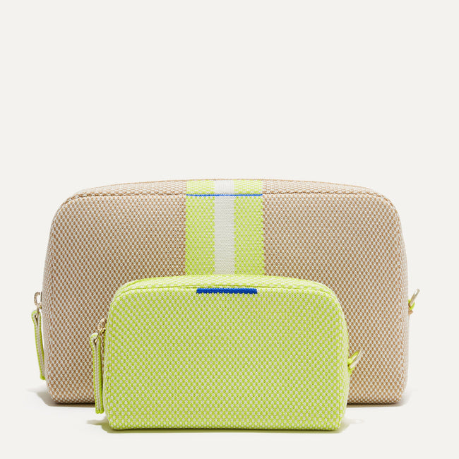The Universal Pouch Set in Spring Colorblock shown from the front.