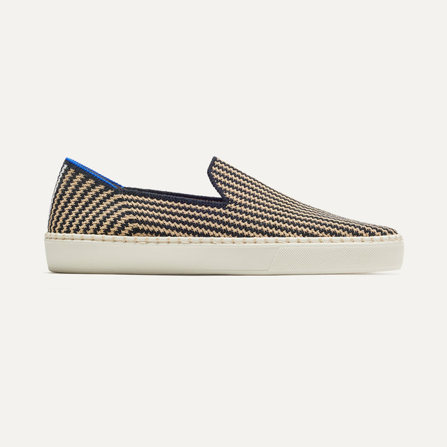 The Original Slip On Sneaker in Toffee Stripe shown from the side. 