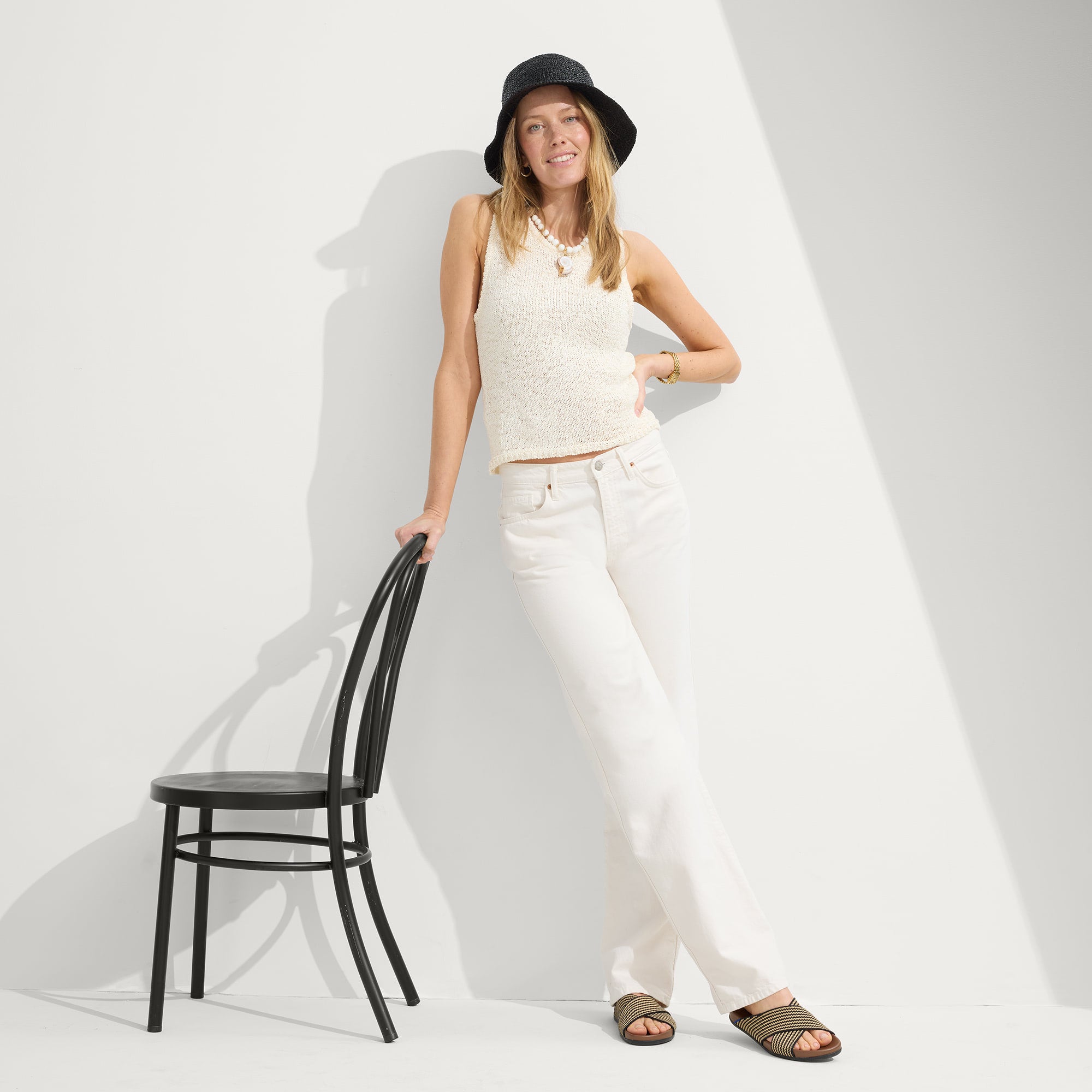 The Weekend Slide in Toffee Stripe | Women's Sandals | Rothy's