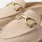 Close up of the toe and hardware of The Double Bit Loafer Mule in Bunny Bouclé. 