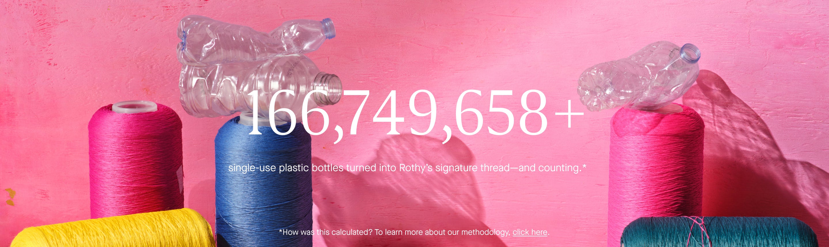 166,749,658+ single-use plastic bottles turned into Rothy's signature thread-and counting.*