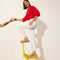 Alternate, close up view of a model wearing The Lightweight Wedge Sandal in Beach Sand Woven.