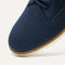 The toe and vamp of The Oxford in Night Navy, in diagonal view.