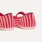 Close up of the heel of The Kids Mary Jane in Cherry Stripe.