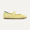The Kids Mary Jane in Lemonade Open-Knit shown from the side.