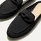 Close up of the toe and vamp of The Loafer Mule in Black.