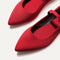Close up of the toe and vamp of The Point Mary Jane II in Red Crisp.