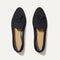 The Almond Tassel Loafer in Black Bouclé shown from the top. 