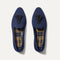 The Almond Tassel Loafer in Deep Navy shown from the top. 