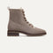 The Cozy Laced Lug Boot in Sparrow shown from the side. 