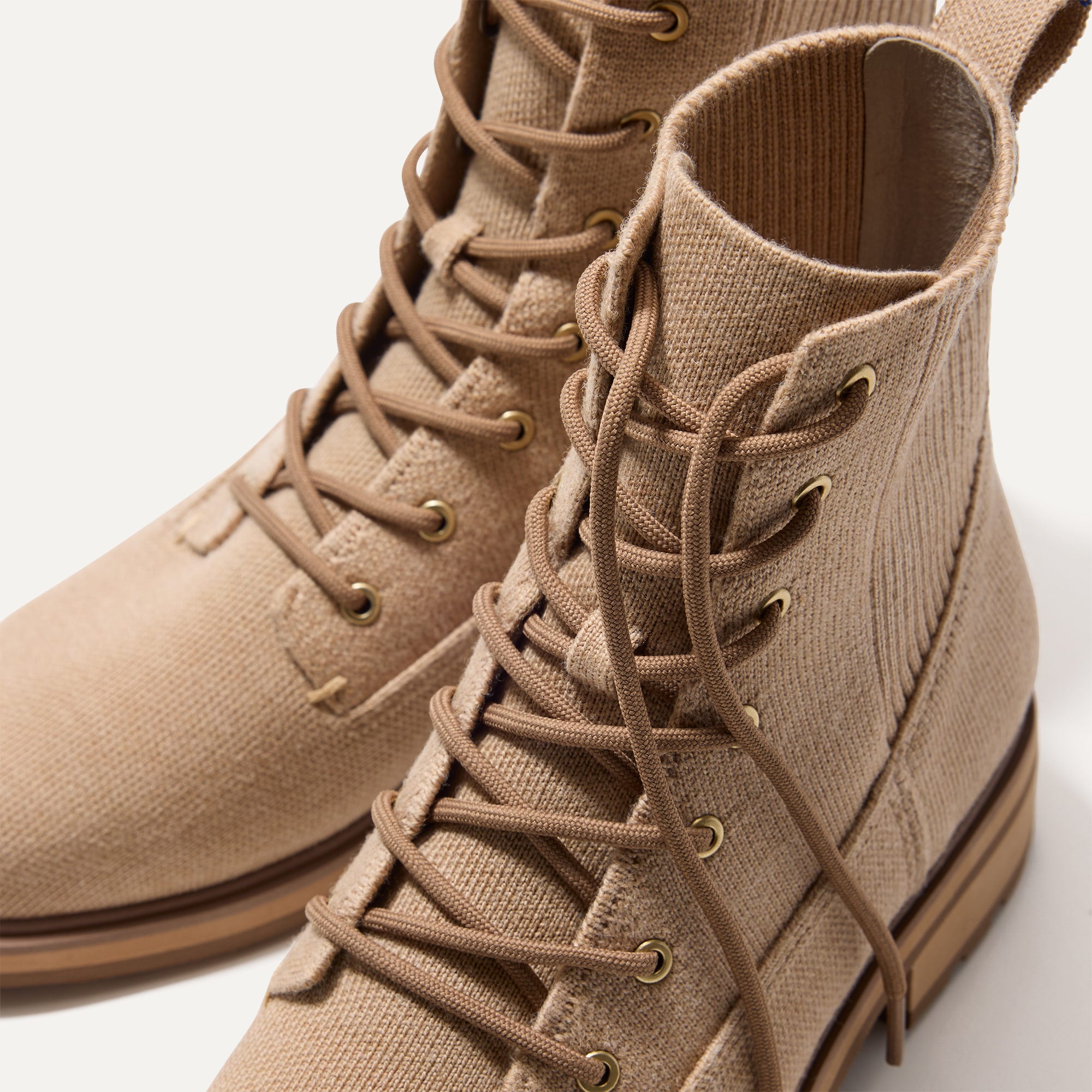 The Laced Lug Boot in Hickory | Rothy display picture 2