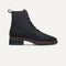 The Laced Lug Boot in Onyx Black shown from the side. 