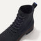 Overhead shot of The Laced Lug Boot in Onyx Black showing the laces.