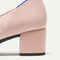 Closeup of the heel on The Mary Jane Heel in Ballerina.