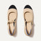 The Mary Jane Heel in Cream Captoe shown from the top.