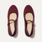 The Mary Jane Heel in Wine Red shown from the top.