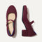 The Mary Jane Heel in Wine Red shown from the top.