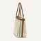The Lightweight Zip Tote in Sunbeam Market Stripe, shown from the side.