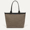 PDP |The Lightweight Zip Tote in Cacao Herringbone shown from the front.