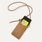 The Phone Crossbody in Hazelnut shown from above with an iPhone inside.