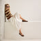 Alternate view of a model wearing The Max Square Mary Jane in Cinnamon Crochet.