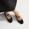hover | Model wearing The Max Square Mary Jane in Black Bouclé.