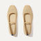 The Max Square Mary Jane in Cream Raffia-Knit shown from the top.