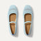 The Max Square Mary Jane in Powder Blue Crochet shown from the top.
