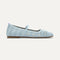 The Max Square Mary Jane in Powder Blue Crochet shown from the side.