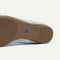 The sole of The Max Square Mary Jane in Powder Blue Crochet shown in diagonal view.