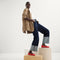 Alternate view of a model wearing The Max Square Mary Jane in Red Hot.