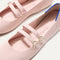 Close up of the buckle details of The Double Buckle Mary Jane in Ballerina.
