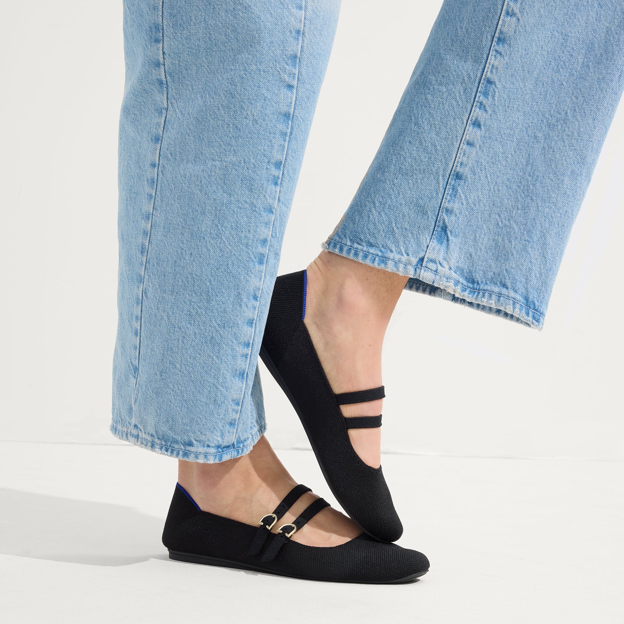 The Double Buckle Mary Jane in Black | Rothy's