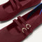 Close up of the buckle details of The Double Buckle Mary Jane in Cabernet.