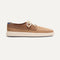 The Ravello Boat Shoe in Nautical Brown shown from the side. 