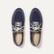 A pair of The Ravello Boat Shoes in Nautical Navy shown from the top. 
