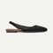 Side view of The Almond Slingback in Black Mesh.