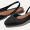 Close up of the toe and vamp on The Almond Slingback in Black Mesh.