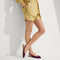 hover | Model wearing The Almond Slingback in Plum Mesh.