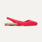 Side view of The Almond Slingback in Lollipop Red.