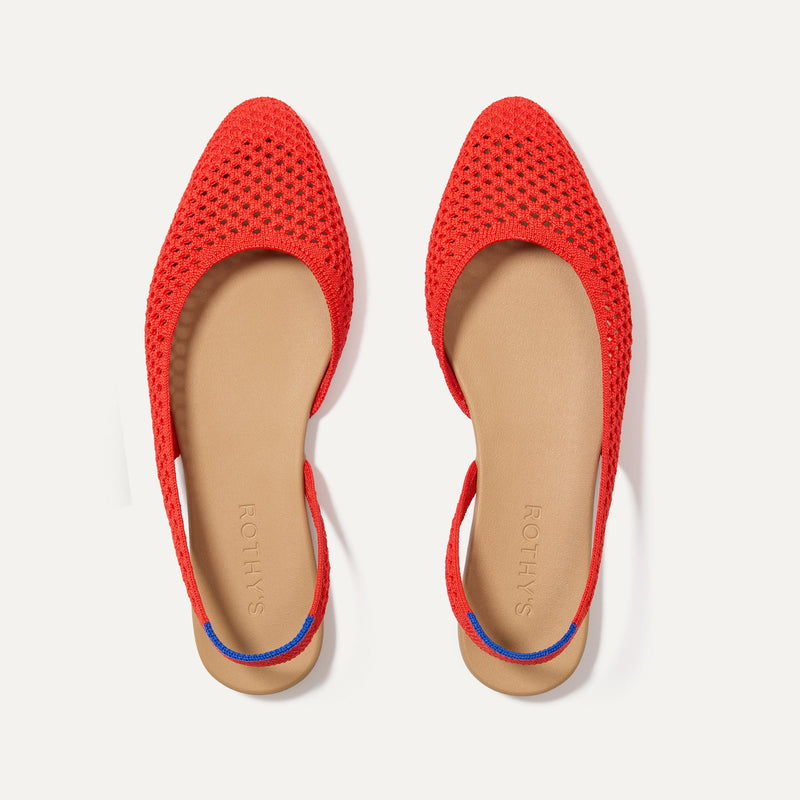 The Almond Slingback in Poppy Mesh shown from the top.