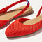 Close up of the toe and vamp on The Almond Slingback in Poppy Mesh.