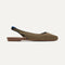 Side view of The Almond Slingback in Butterscotch Stripe.