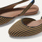 Close up of the toe and vamp on The Almond Slingback in Butterscotch Stripe.