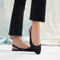 hover | Model wearing The Almond Slingback in Black Mesh.