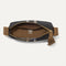 The Casual Crossbody in Coffee Market Stripe, shown from above, with the interior exposed.